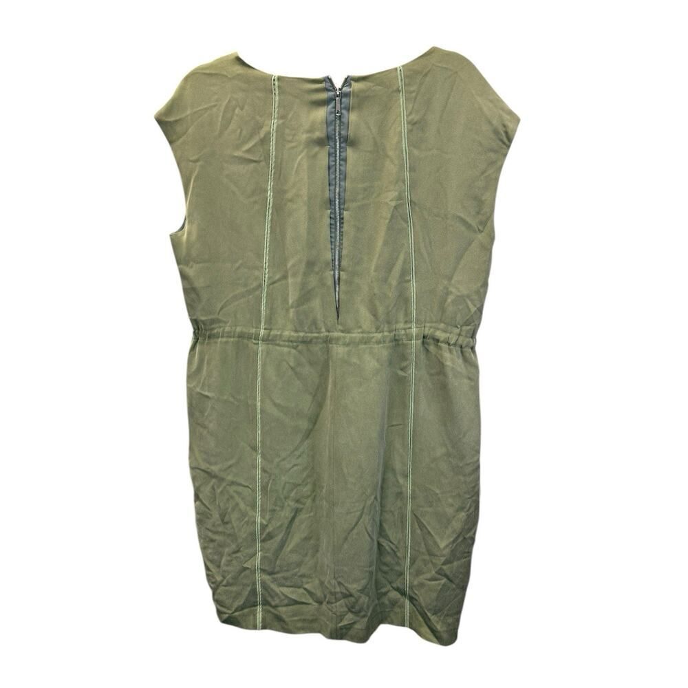 Lafayette 148 Silk Drawstring Waist Dress Petite XL Green Shift Minimalist - Picture 6 of 15